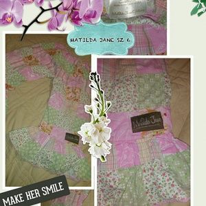 Matilda Jane size 6 big ruffle Patchwork style vtg